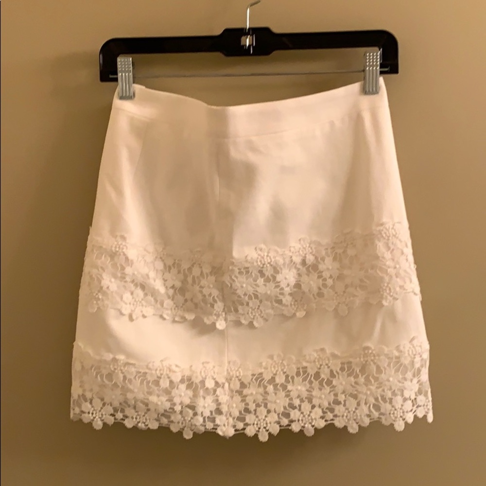 White lace mini skirt